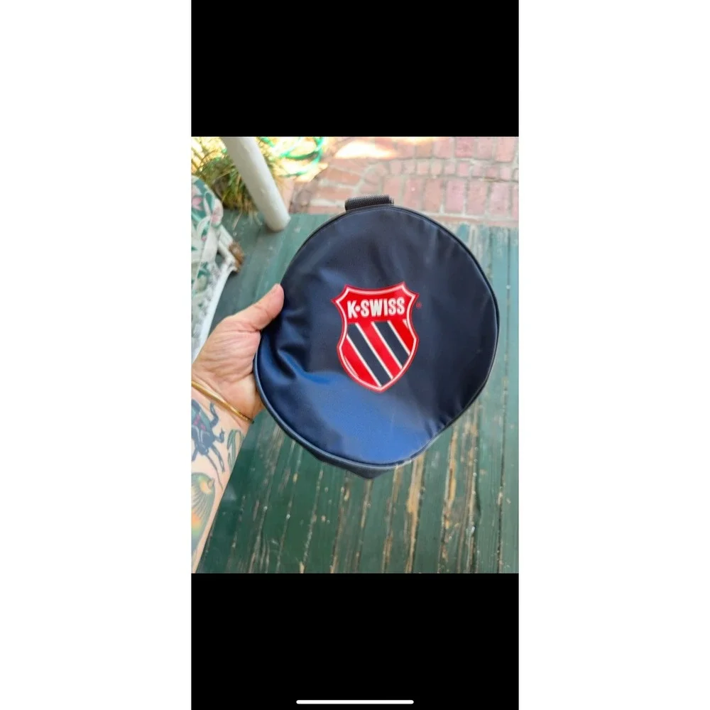 K-Swiss Vintage Navy Blue Barrel Duffel Bag Gym Travel Shoulder Strap Logo